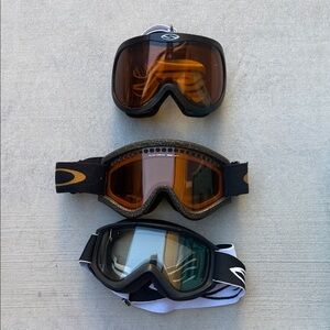 Set of Three Ski Goggles with Black and Orange Frames